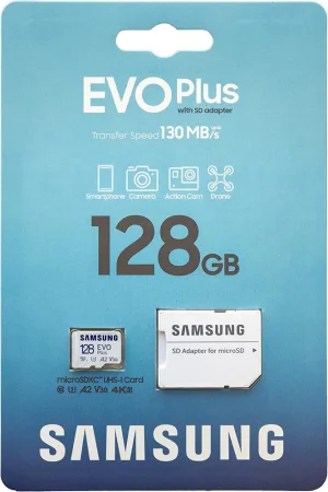 Карта памяти Samsung EVO Plus 2021 microSDXC 128GB (с адаптером)